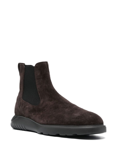 Hogan Elasticated Side-panel Boots In Brown