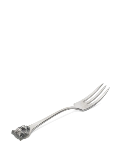 Shop Gucci Tiger Head Fork (set Of 2) In Silver