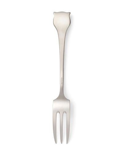 Shop Gucci Tiger Head Fork (set Of 2) In Silver