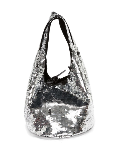 Shop Jw Anderson Mini Sequin Shopper Bag In Silver