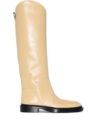 Shop Jil Sander Knee-length Leather Boots In Neutrals