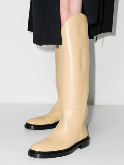 Shop Jil Sander Knee-length Leather Boots In Neutrals