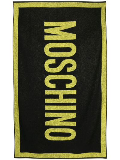 Shop Moschino Logo Embroidered Towel In Black