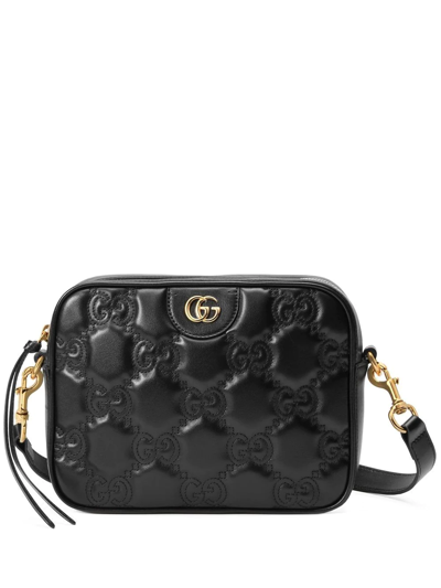 Shop Gucci Small Gg Matelassé Camera Bag In Black