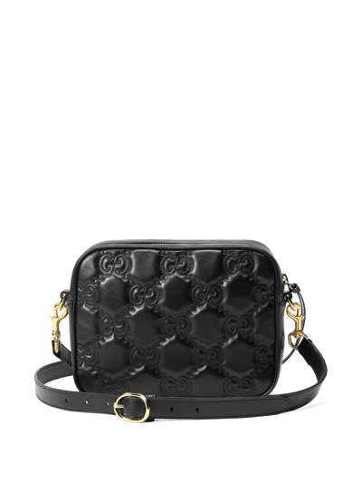 Shop Gucci Small Gg Matelassé Camera Bag In Black