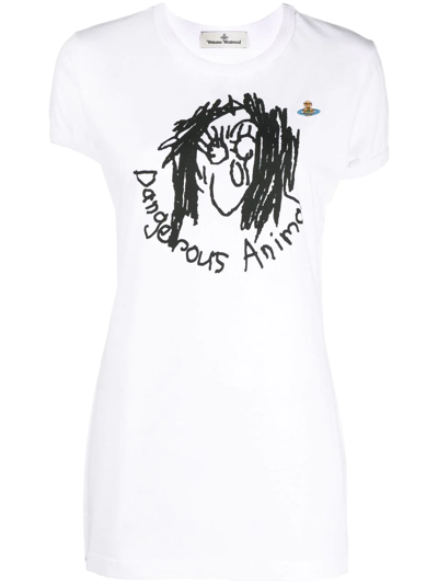 Shop Vivienne Westwood Dangerous Animal Organic Cotton T-shirt In White