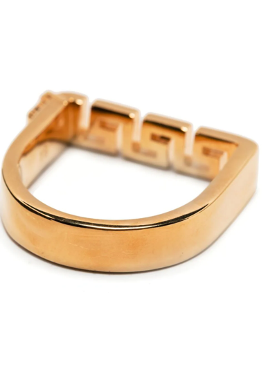 Shop Versace Greca Bar Ring In Gold