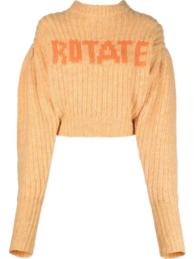 Shop Rotate Birger Christensen Logo-print Chunky-knit Jumper In Orange