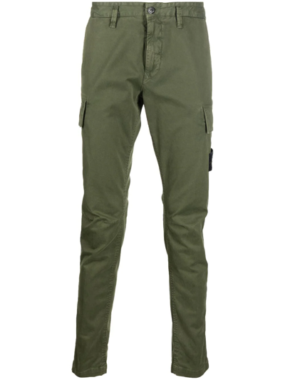 Shop Stone Island Compass-patch Cargo Trousers In Green