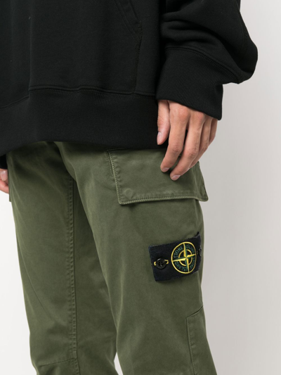 Shop Stone Island Compass-patch Cargo Trousers In Green