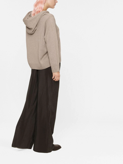 Shop Fabiana Filippi Hooded V-neck Jumper In Neutrals