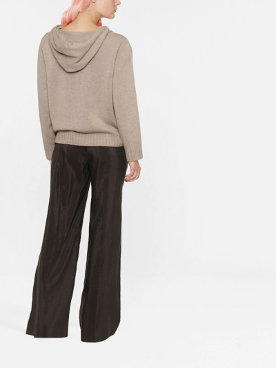 Shop Fabiana Filippi Hooded V-neck Jumper In Neutrals