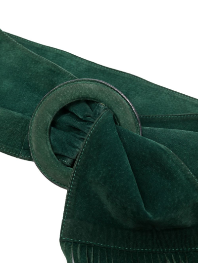 Pre-owned Saint Laurent 1970s Fringe Suede Belt In Green