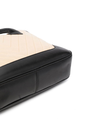 Pre-owned Chanel 1990s V-stitch Top-handle Bag In Neutrals