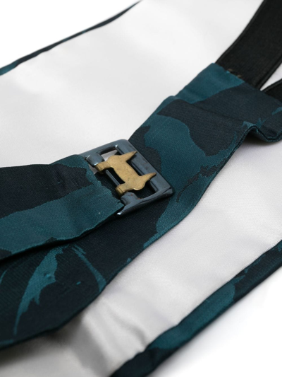 Pre-owned Saint Laurent 1990s Abstract Print Silk Smoking Belt In Blue