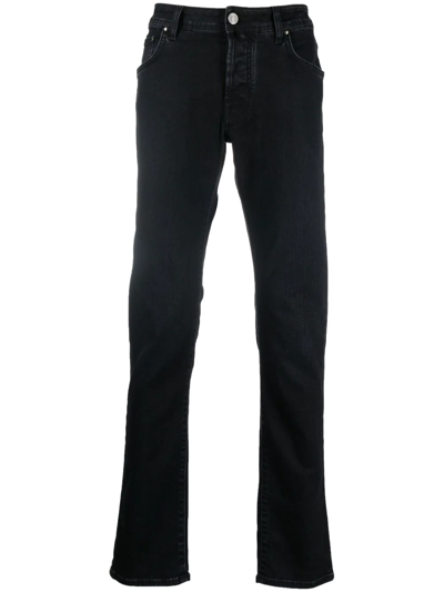 Shop Jacob Cohen Pocket-square Straight-leg Jeans In Black