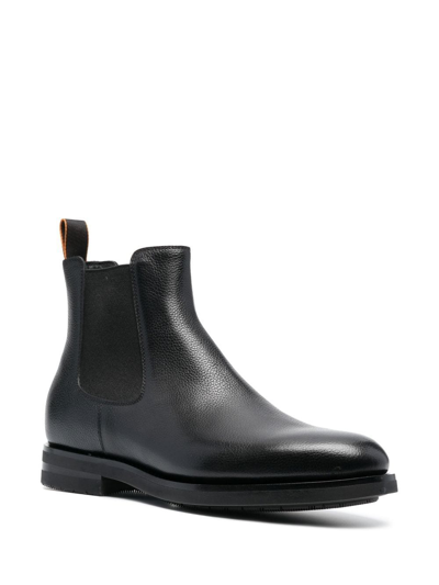 Santoni Elastic-panel Leather Boots In Black