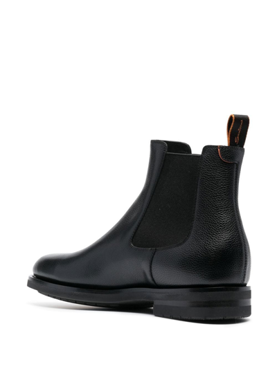 Santoni Elastic-panel Leather Boots In Black