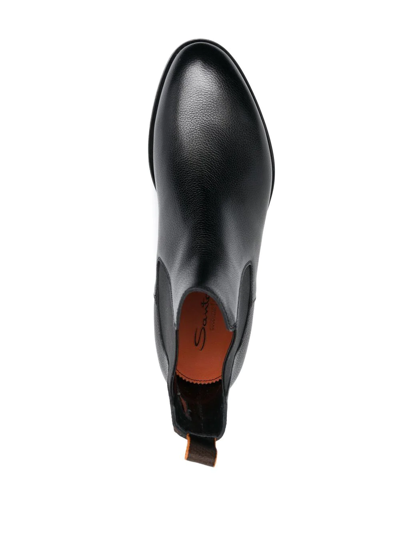 Santoni Elastic-panel Leather Boots In Black