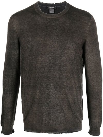 Avant Toi Distressed Lightweight Jumper In Green