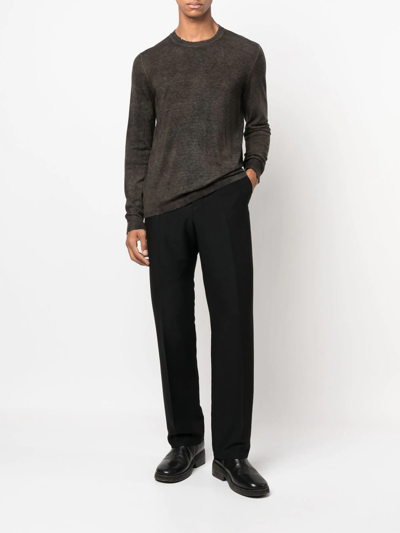 Avant Toi Distressed Lightweight Jumper In Green