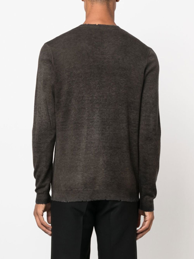 Avant Toi Distressed Lightweight Jumper In Green