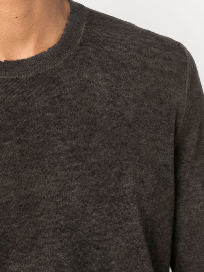 Avant Toi Distressed Lightweight Jumper In Green