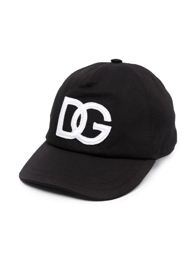 Shop Dolce & Gabbana Embroidered-logo Touch-strap Cap In Black