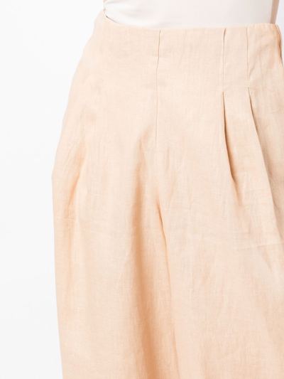Shop Faithfull The Brand Wide-leg Pleat-detail Trousers In Brown