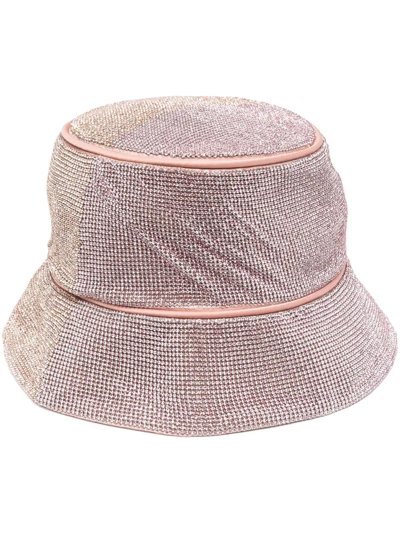 Shop Kara Crystal Mesh Bucket Hat In Pink