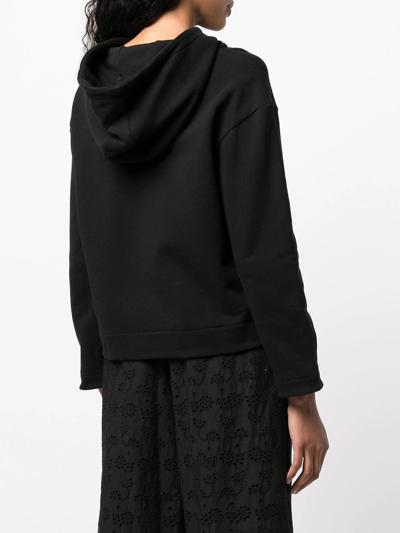 Shop Jason Wu Floral-applique Cropped Hoodie In Black