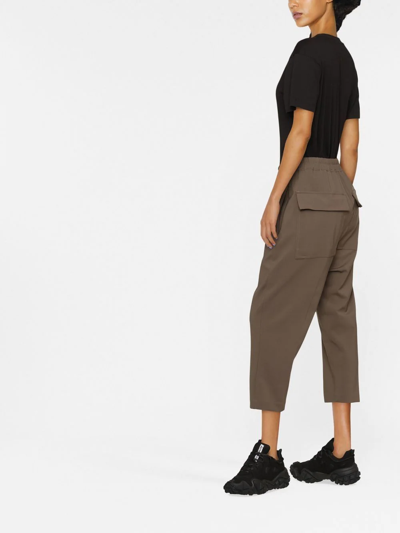 Shop Rick Owens Cropped Drawstring-waistband Trousers In Brown