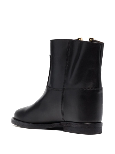 Shop Via Roma 15 Logo-detail Leather Ankle Boots In Black