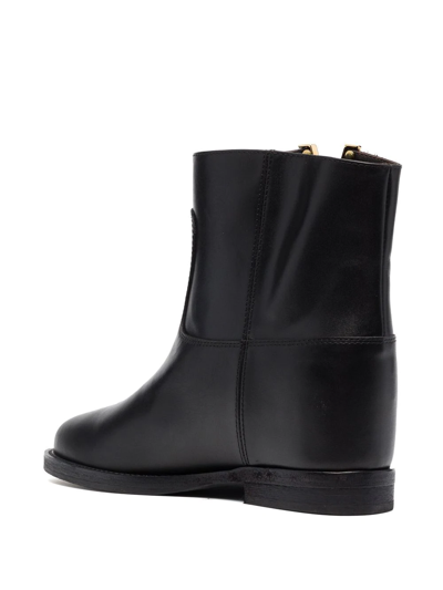 Via Roma 15 Calfskin Ankle Boot With Decorative Gold-tone Plaque In Black