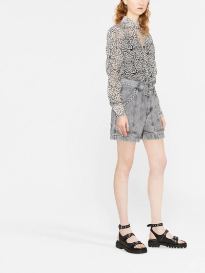 Shop Isabel Marant Étoile Panelled Denim Shorts In Grey
