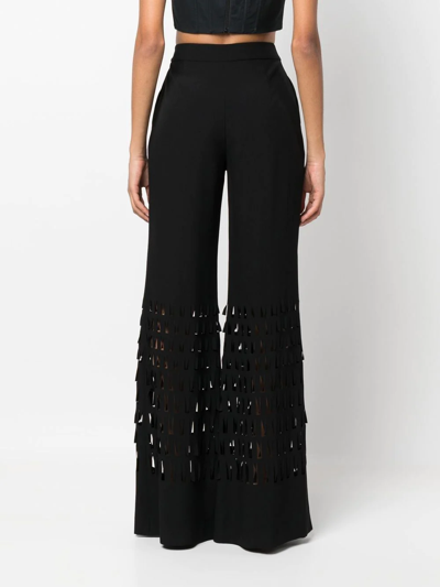 Alberta Ferretti Pinked-detail Flared Trousers In Black