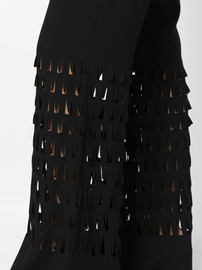Alberta Ferretti Pinked-detail Flared Trousers In Black