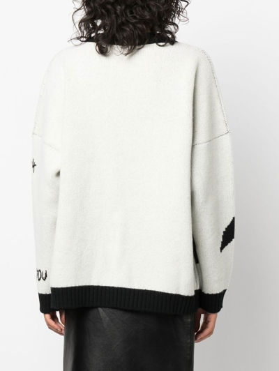 Shop Philosophy Di Lorenzo Serafini Logo-knit Virgin Wool Jumper In White