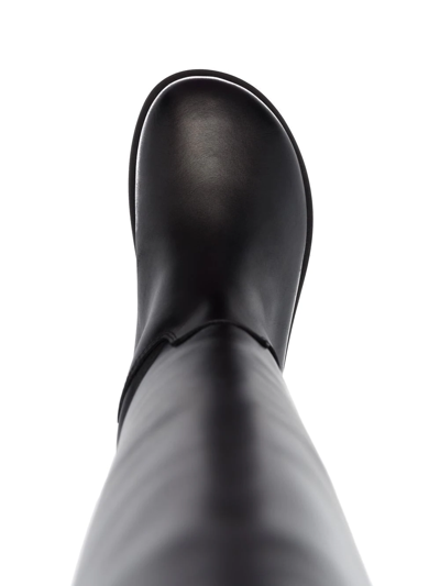 Gia Borghini Black Slip-on Boots With Platform In Smooth Leather Woman In Black