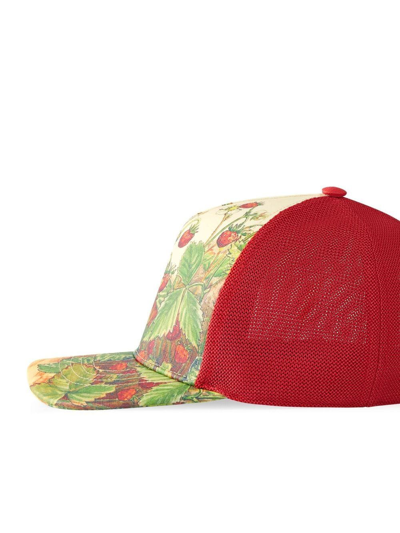 Shop Gucci Graphic Print Panelled Cap In Green