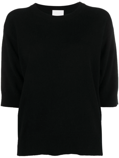 Shop Allude Round Neck Cashmere T-shirt In Black