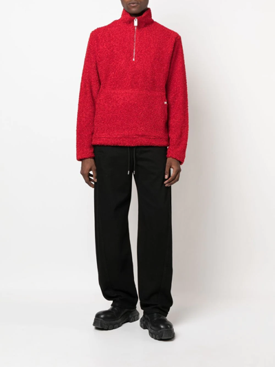 Shop Alyx Bouclé Half-zip Sweatshirt In Red