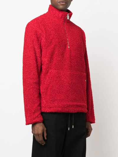 Shop Alyx Bouclé Half-zip Sweatshirt In Red