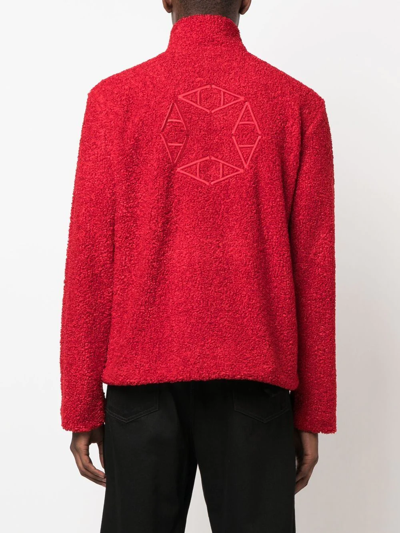 Shop Alyx Bouclé Half-zip Sweatshirt In Red