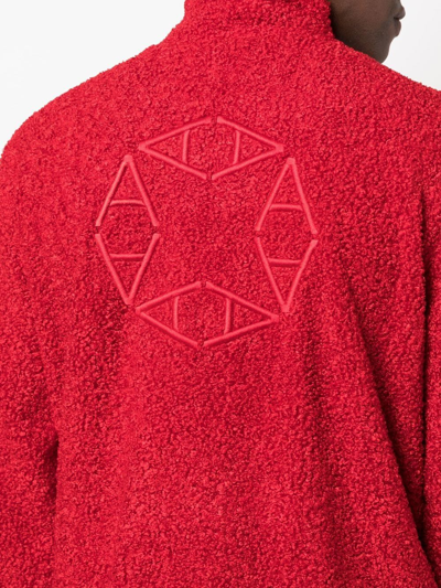 Shop Alyx Bouclé Half-zip Sweatshirt In Red