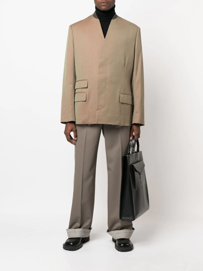 Maison Margiela Stitch-logo Blazer In Neutrals