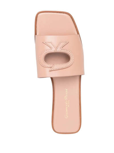 Shop Gianvito Rossi Ribbon Leather Slides In Pink