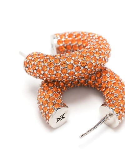 Shop Amina Muaddi Crystal-embellished Hoop Earrings In Orange