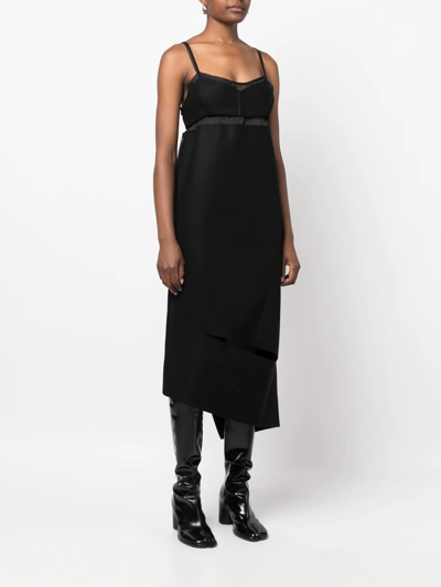 Shop Sacai Asymmetric Cut-out Midi Dress In Black