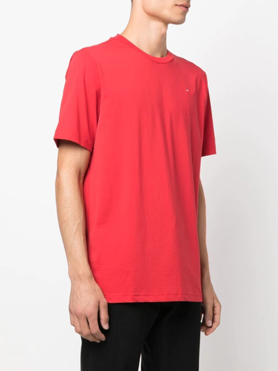 Shop Diesel T-just-microdiv Logo-embroidered Cotton T-shirt In Red